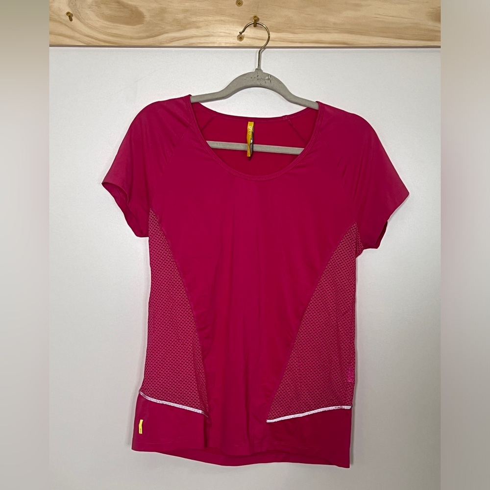 Lole Athletic Short Sleeve Top Hot Pink Breathable Women Size Large UPF‎